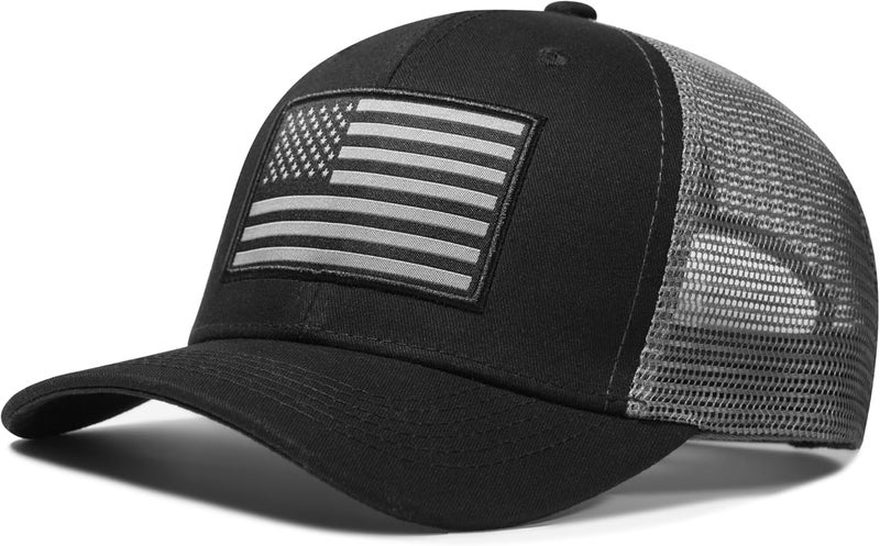 AURR American Flag Trucker Hat, Patriotic Baseball Cap for Men & Women, Breathable Mesh Adjustable Snapback, USA Flag Patch - Image 1